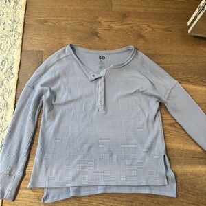 SO Light Blue Waffle Henley Pullover